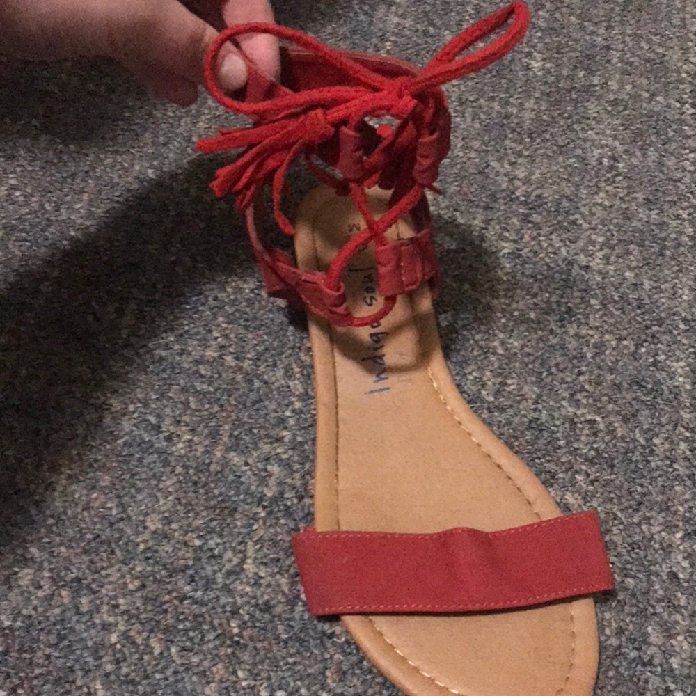 Red strap sandals